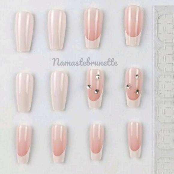 2/$16 Rhinestone Cross French Manicure Press on Nails - Picture 8 of 16